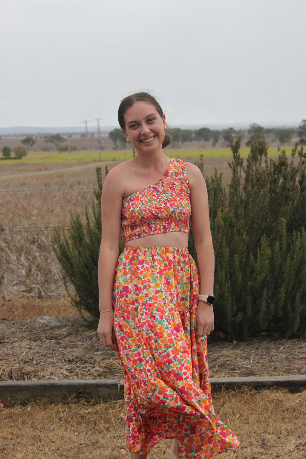 one shoulder matching set
