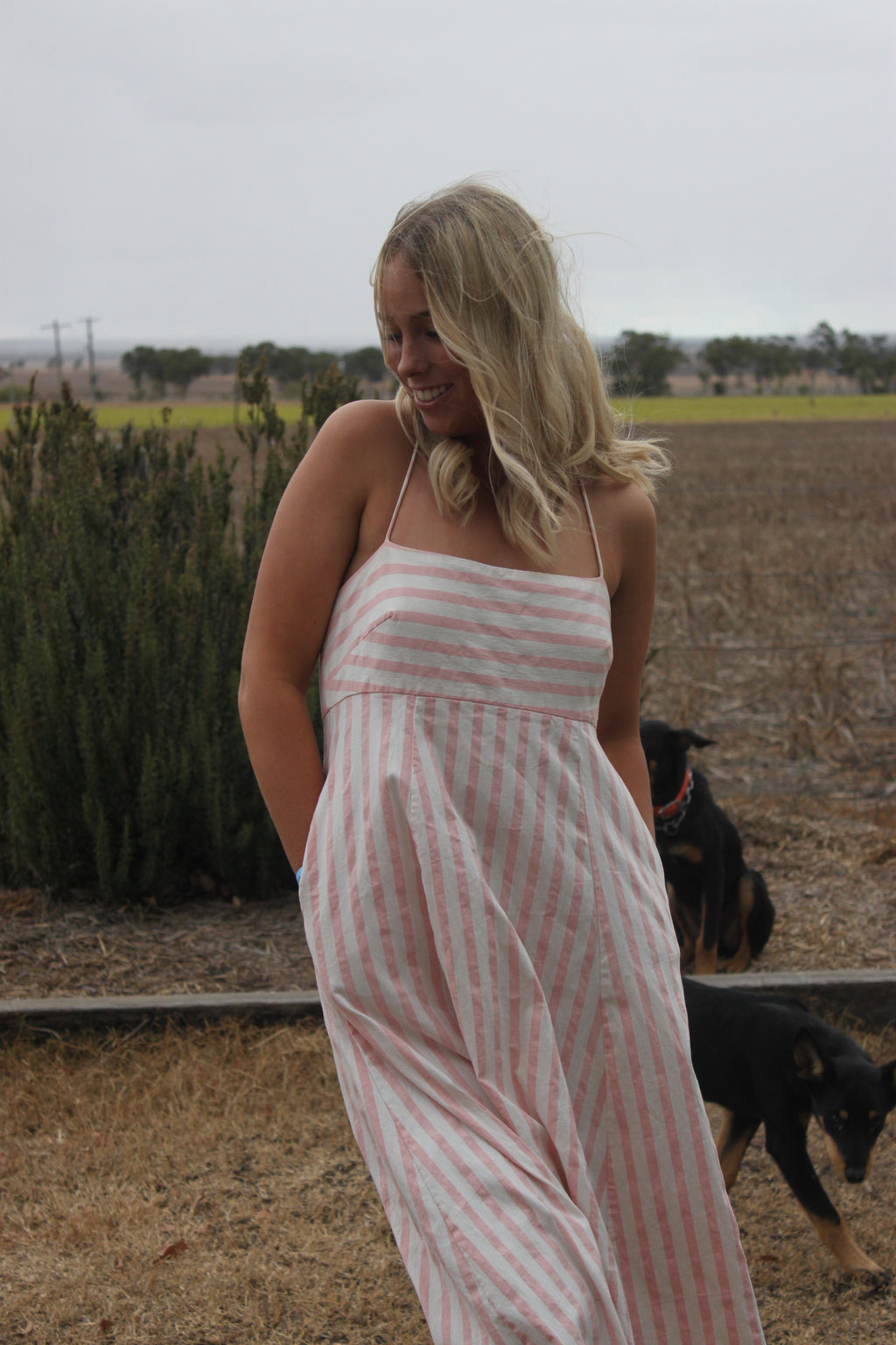 Pink and White Striped Sheike Dress